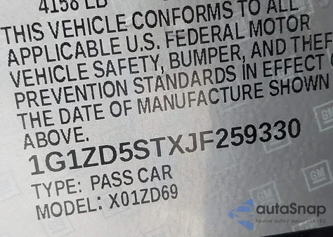 2018 Chevrolet Malibu Lt z USA, uszkodzony, nr VIN 1G1ZD5STXJF259330